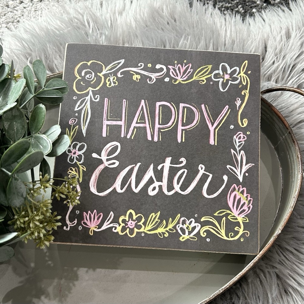 Designs By Kathy Happy Easter Pastel Coloring 9x9‎ Sign Plaque